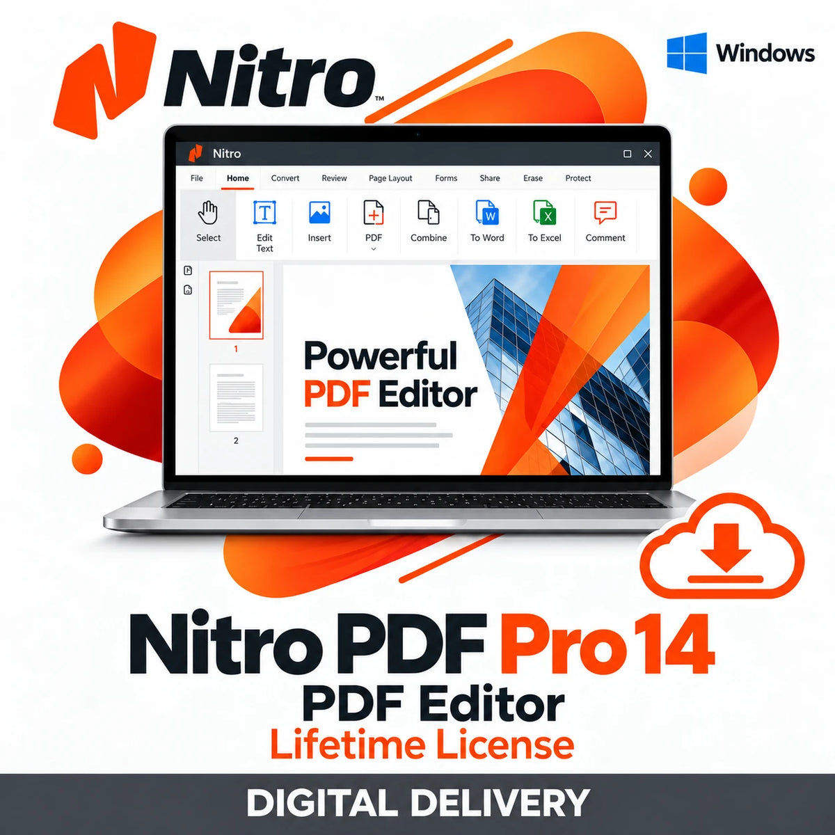 Nitro PDF Pro 14 Lifetime License for Windows 1 PC Digital Delivery