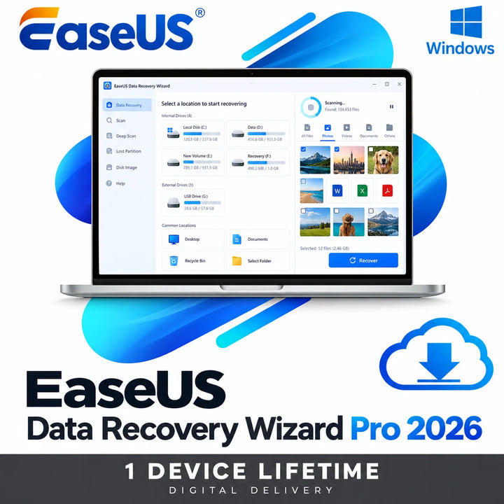 EaseUS Data Recovery Wizard Pro 2026 Lifetime License for 1 Device